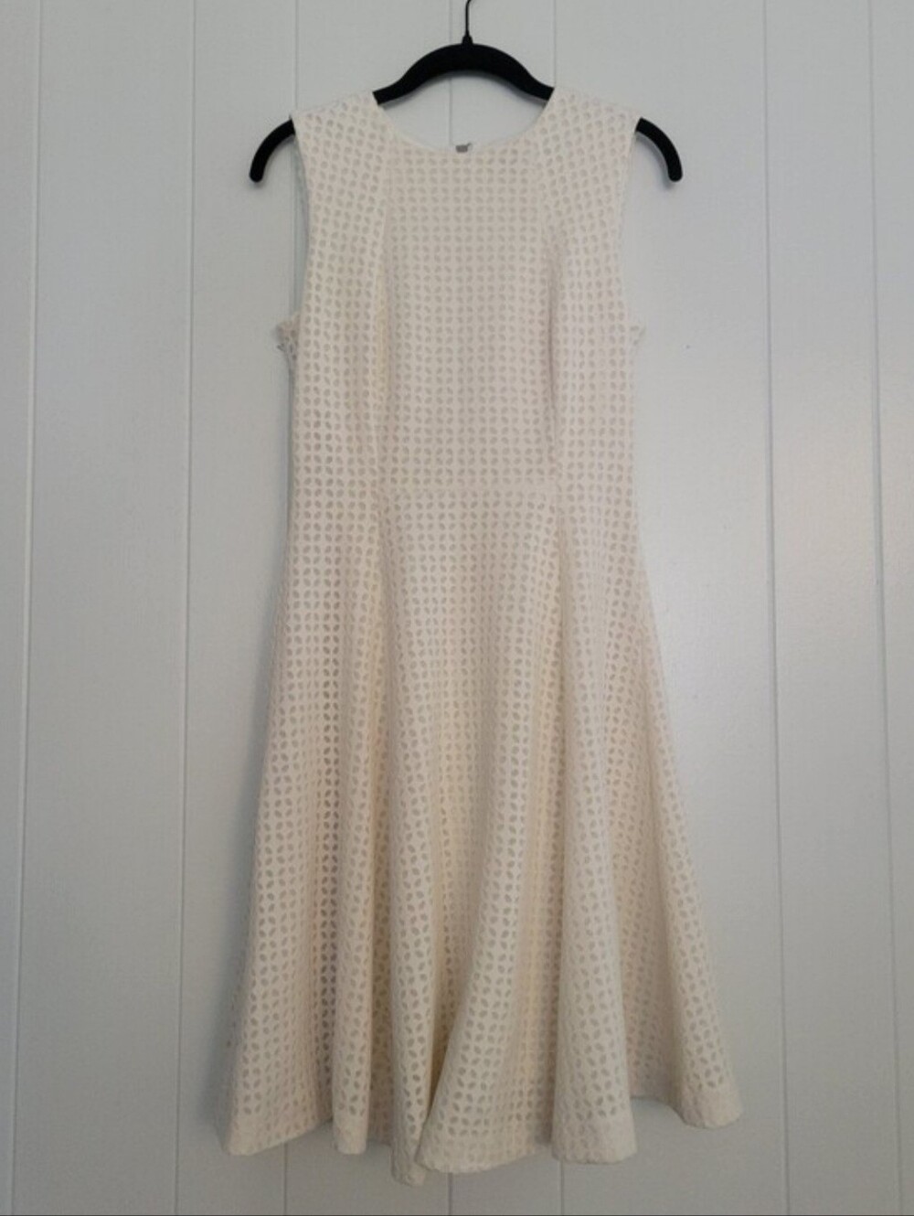 Karl Lagerfeld Ivory White Mesh Lined Laser Cut Dress Bridal Party Sleeveless 4